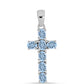 Kereszt Ezüst Nyaklánc Embu Megyei Aquamarinnal