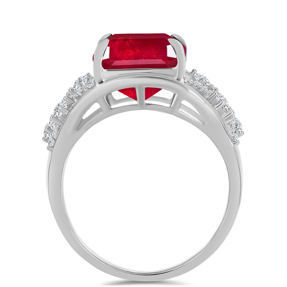 Ezüst Gyűrű Madagaszkári Rubinnal és Fehér Topázzal