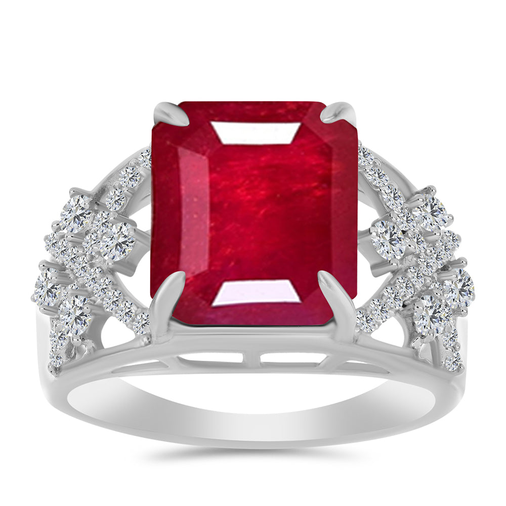 Ezüst Gyűrű Madagaszkári Rubinnal és Fehér Topázzal 7 