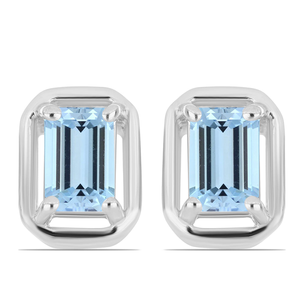 Ezüst Fülbevaló Embu Megyei Aquamarinnal