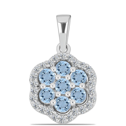 Ezüst Medál Embu Megyei Aquamarinnal és Fehér Topázzal