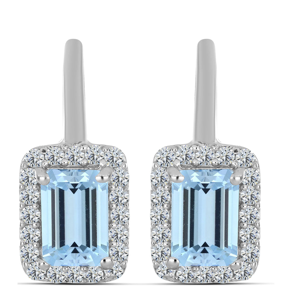 Ezüst Fülbevaló Embu Megyei Aquamarinnal és Fehér Topázzal 3 