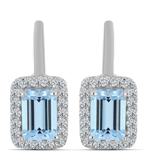 Ezüst Fülbevaló Embu Megyei Aquamarinnal és Fehér Topázzal