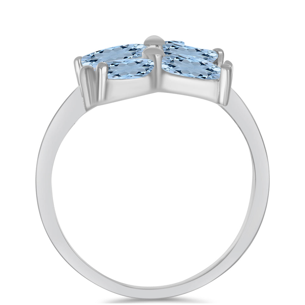 Ezüst Gyűrű Embu Megyei Aquamarinnal