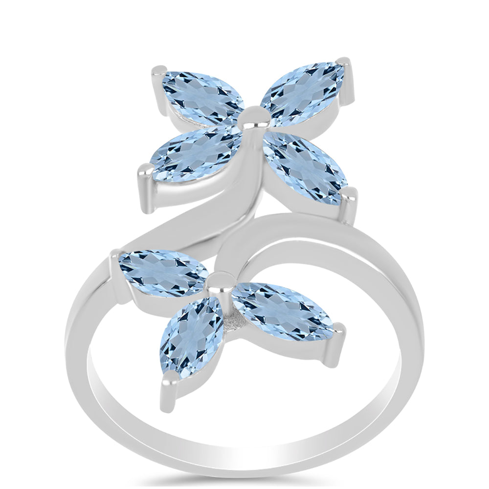 Ezüst Gyűrű Embu Megyei Aquamarinnal 3 