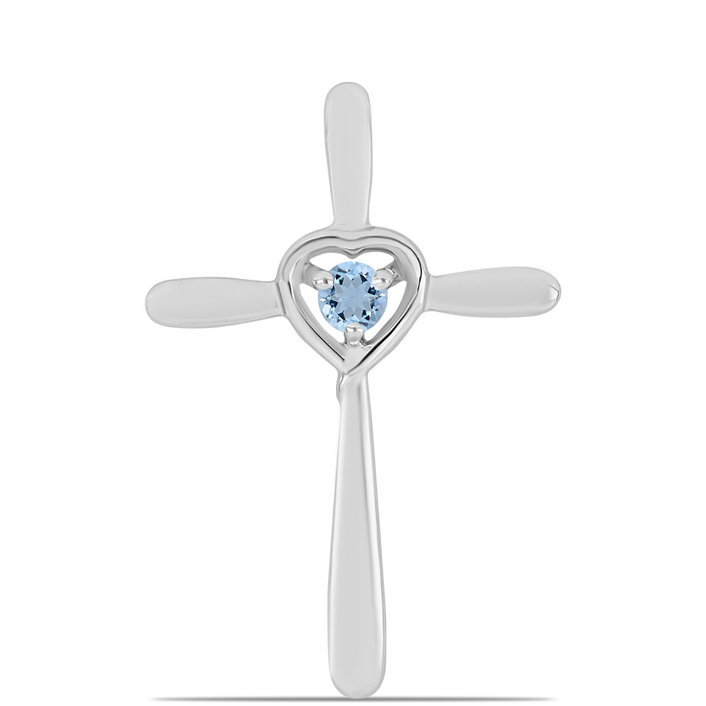 Kereszt Ezüst Medál Embu Megyei Aquamarinnal