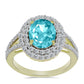 Arannyal Bevont Ezüst Gyűrű Paraiba Kvarccal és Fehér Topázzal