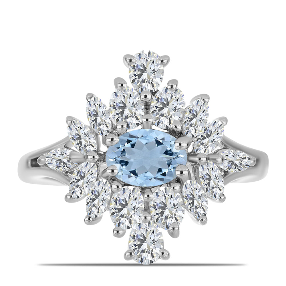 Ezüst Gyűrű Embu Megyei Aquamarinnal és Fehér Topázzal 1 