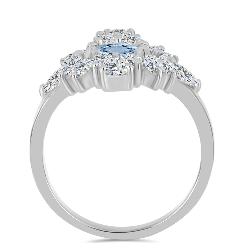 Ezüst Gyűrű Embu Megyei Aquamarinnal és Fehér Topázzal