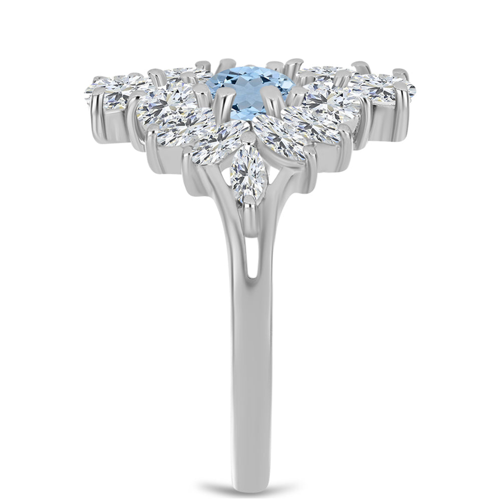 Ezüst Gyűrű Embu Megyei Aquamarinnal és Fehér Topázzal 4 