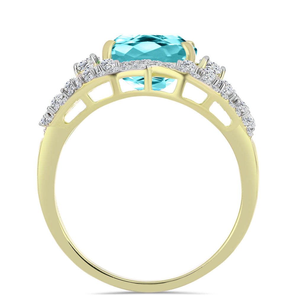 Arannyal Bevont Ezüst Gyűrű Paraiba Kvarccal és Fehér Topázzal 2 