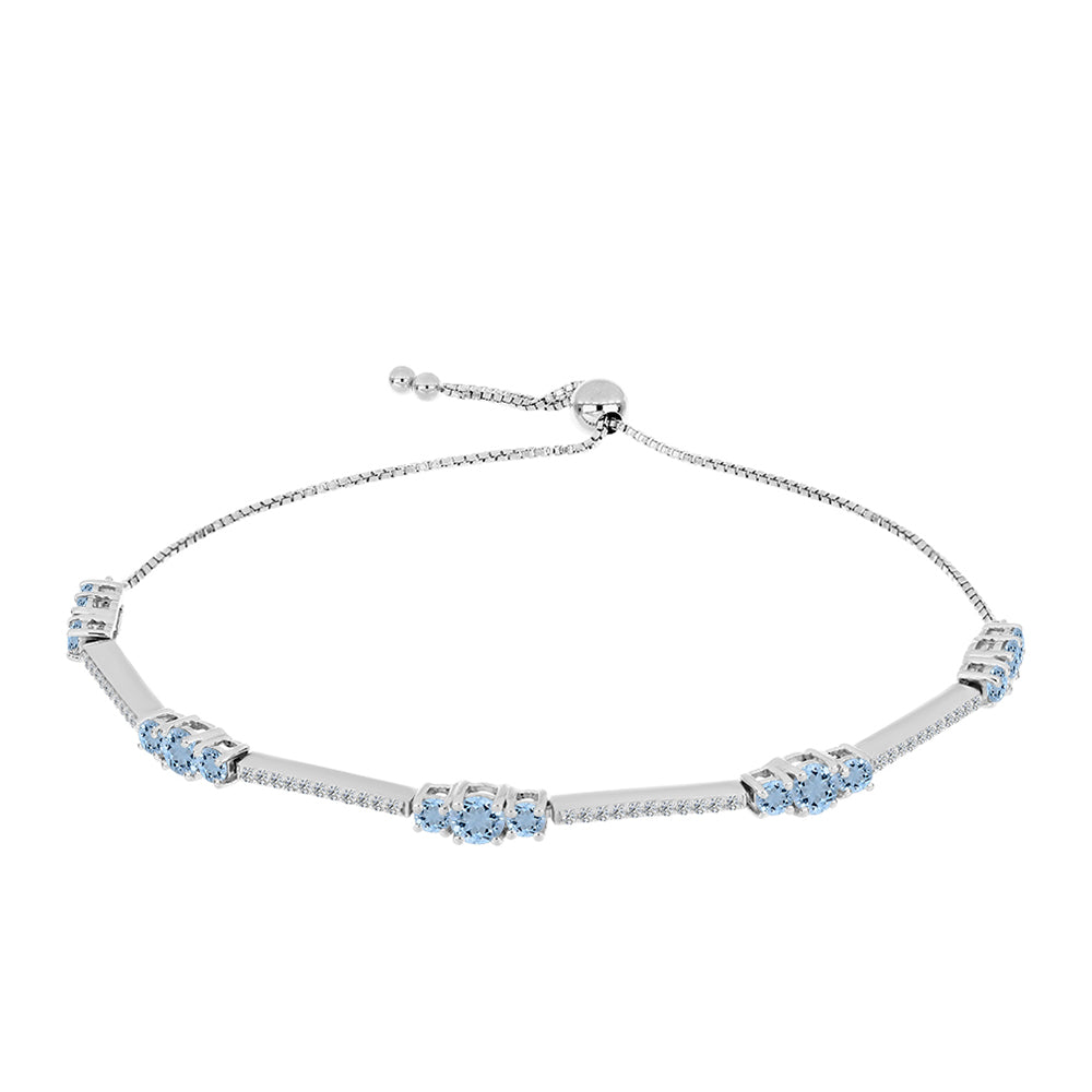 Ezüst Karkötő Embu Megyei Aquamarinnal és Fehér Topázzal