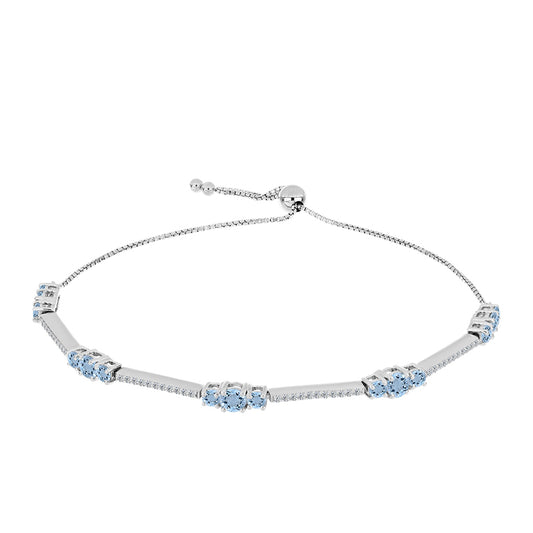 Ezüst Karkötő Embu Megyei Aquamarinnal és Fehér Topázzal