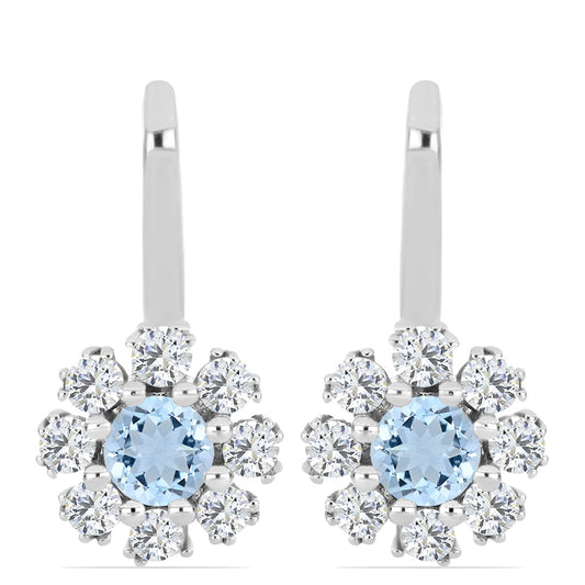 Ezüst Fülbevaló Embu Megyei Aquamarinnal