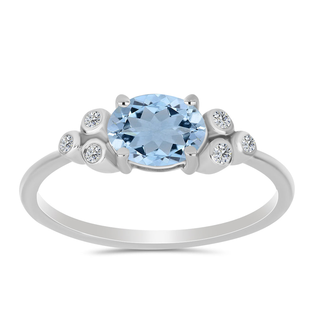 Ezüst Gyűrű Embu Megyei Aquamarinnal és Fehér Topázzal 3 