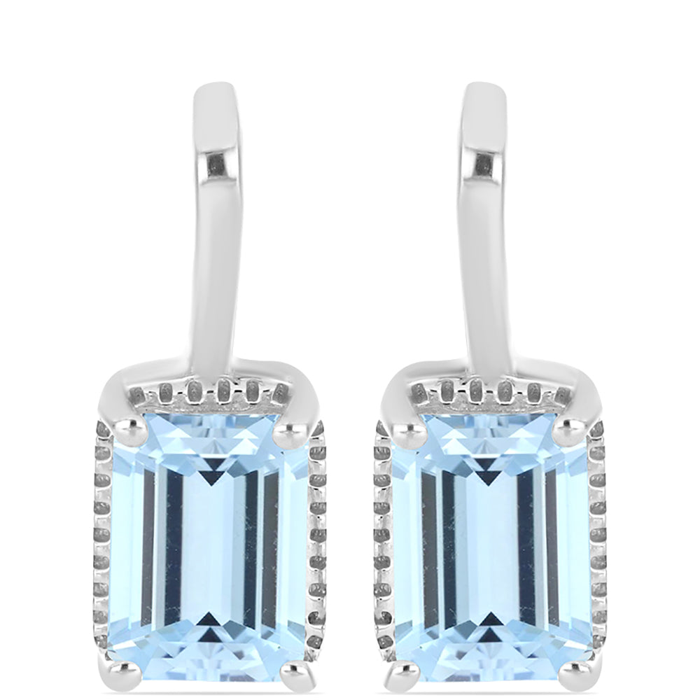 Ezüst Fülbevaló Embu Megyei Aquamarinnal