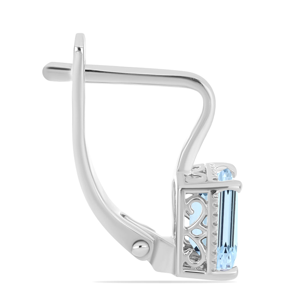 Ezüst Fülbevaló Embu Megyei Aquamarinnal