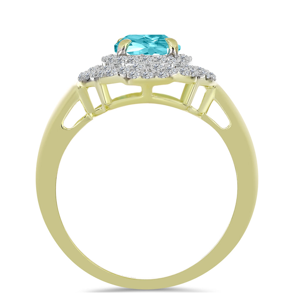 Arannyal Bevont Ezüst Gyűrű Paraiba Kvarccal és Fehér Topázzal 2 