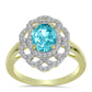 Arannyal Bevont Ezüst Gyűrű Paraiba Kvarccal és Fehér Topázzal