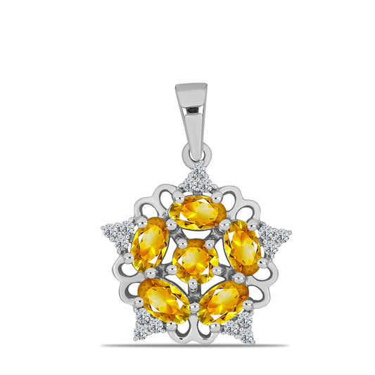 Ezüst Medál Ural Citrinnel és Fehér Topázzal