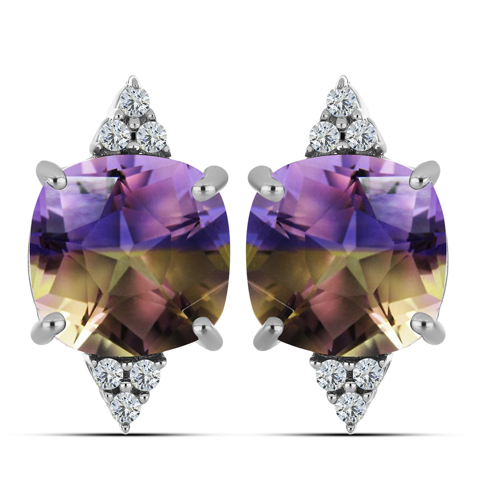 Ezüst Fülbevaló Anahi Ametrinnel és Fehér Topázzal