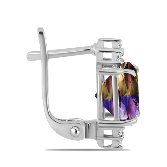 Ezüst Fülbevaló Anahi Ametrinnel és Fehér Topázzal