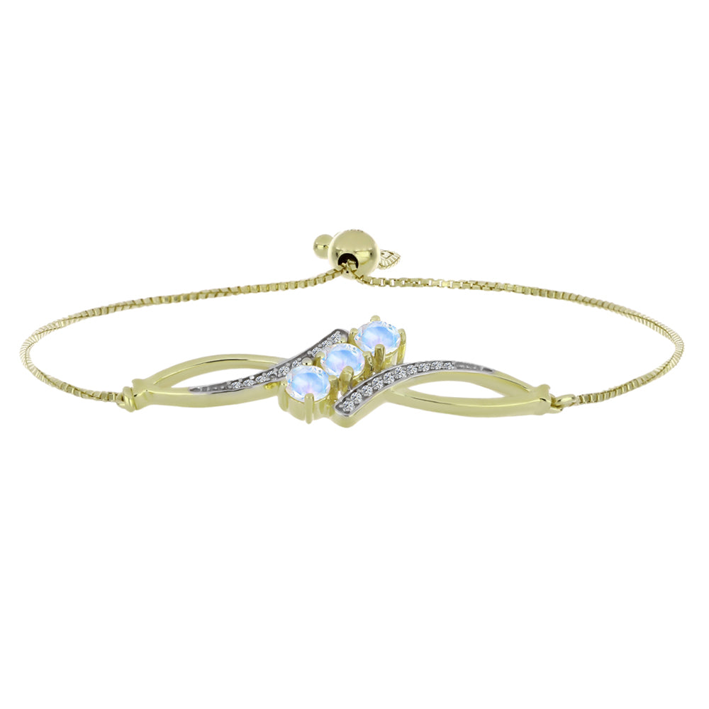 Arannyal Bevont Ezüst Karkötő Szivárvány Holdkővel és Fehér Topázzal 1 