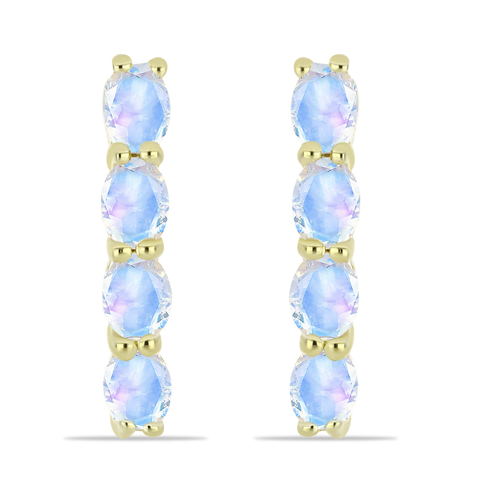 Arannyal Bevont Ezüst Fülbevaló Szivárvány Holdkővel 1 