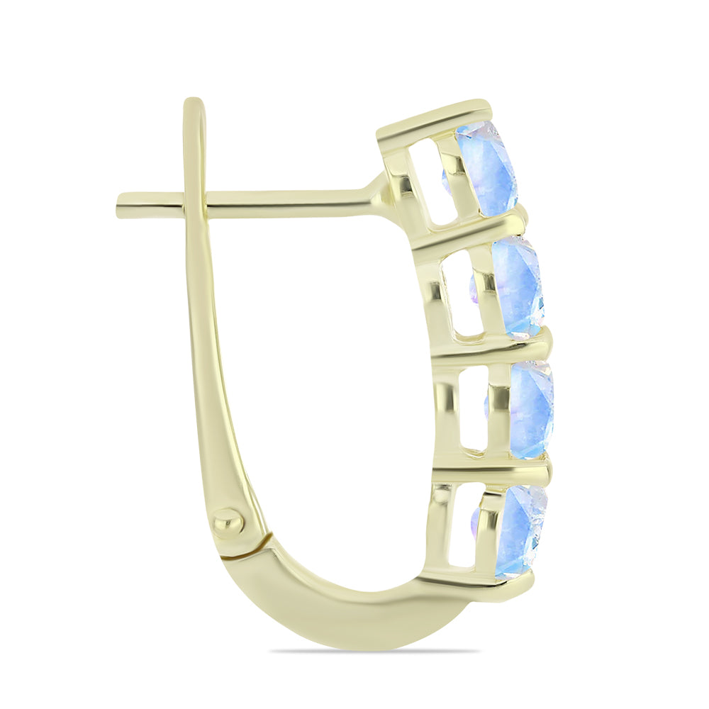 Arannyal Bevont Ezüst Fülbevaló Szivárvány Holdkővel 2 