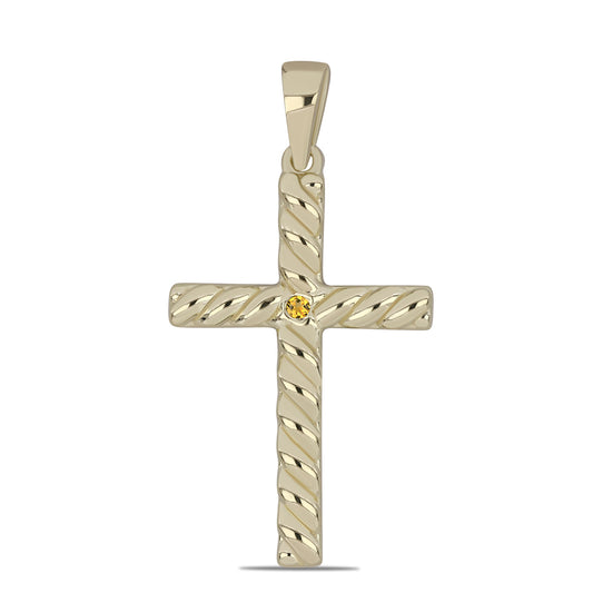 Kereszt Arannyal Bevont Ezüst Medál Ural Citrinnel