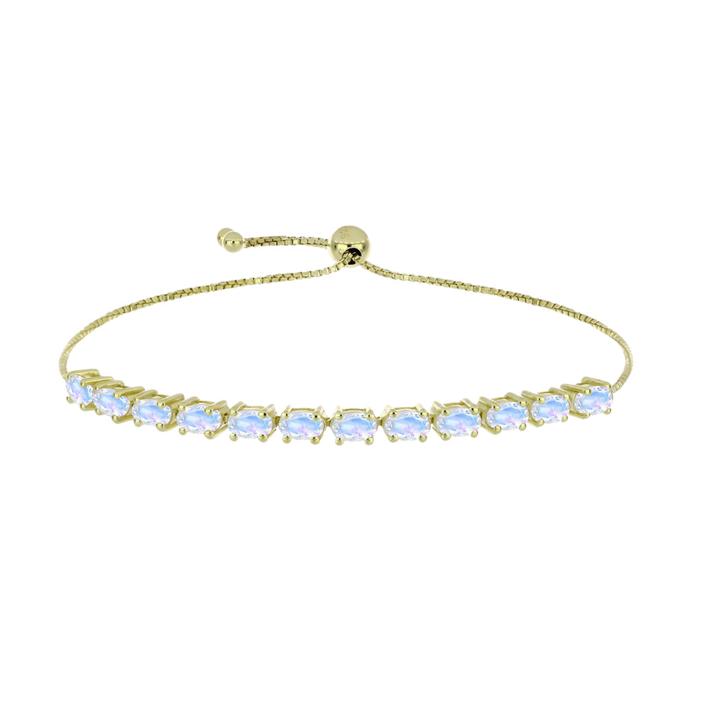 Arannyal Bevont Ezüst Karkötő Szivárvány Holdkővel 1 