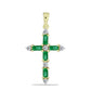 Kereszt Arannyal Bevont Ezüst Medál Zambiai Smaragddal és Fehér Topázzal