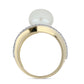 Arannyal Bevont Ezüst Gyűrű Fehér Édesvízi Kagylógyönggyel és Fehér Topázzal
