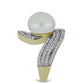 Arannyal Bevont Ezüst Gyűrű Fehér Édesvízi Kagylógyönggyel és Fehér Topázzal
