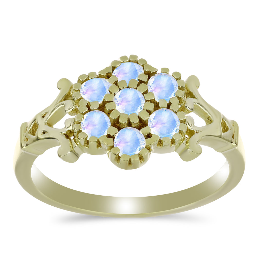 Arannyal Bevont Ezüst Gyűrű Szivárvány Holdkővel 3 