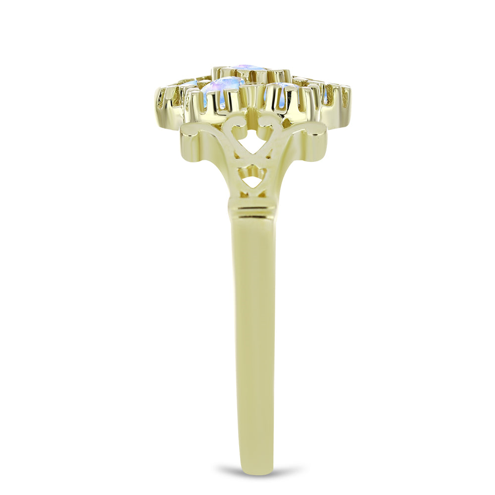 Arannyal Bevont Ezüst Gyűrű Szivárvány Holdkővel 4 