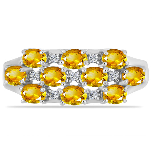 Ezüst Gyűrű Ural Citrinnel és Fehér Topázzal