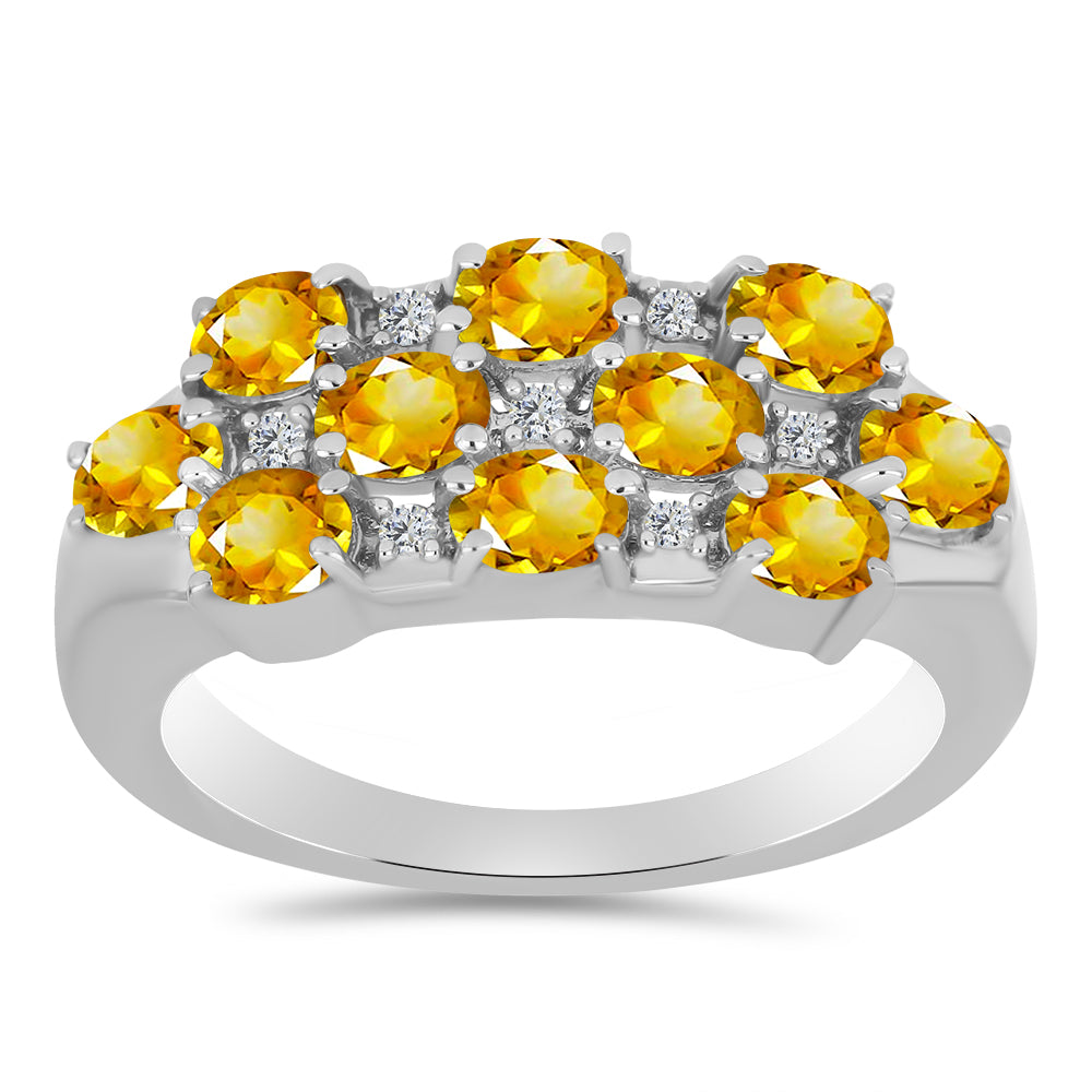 Ezüst Gyűrű Ural Citrinnel és Fehér Topázzal