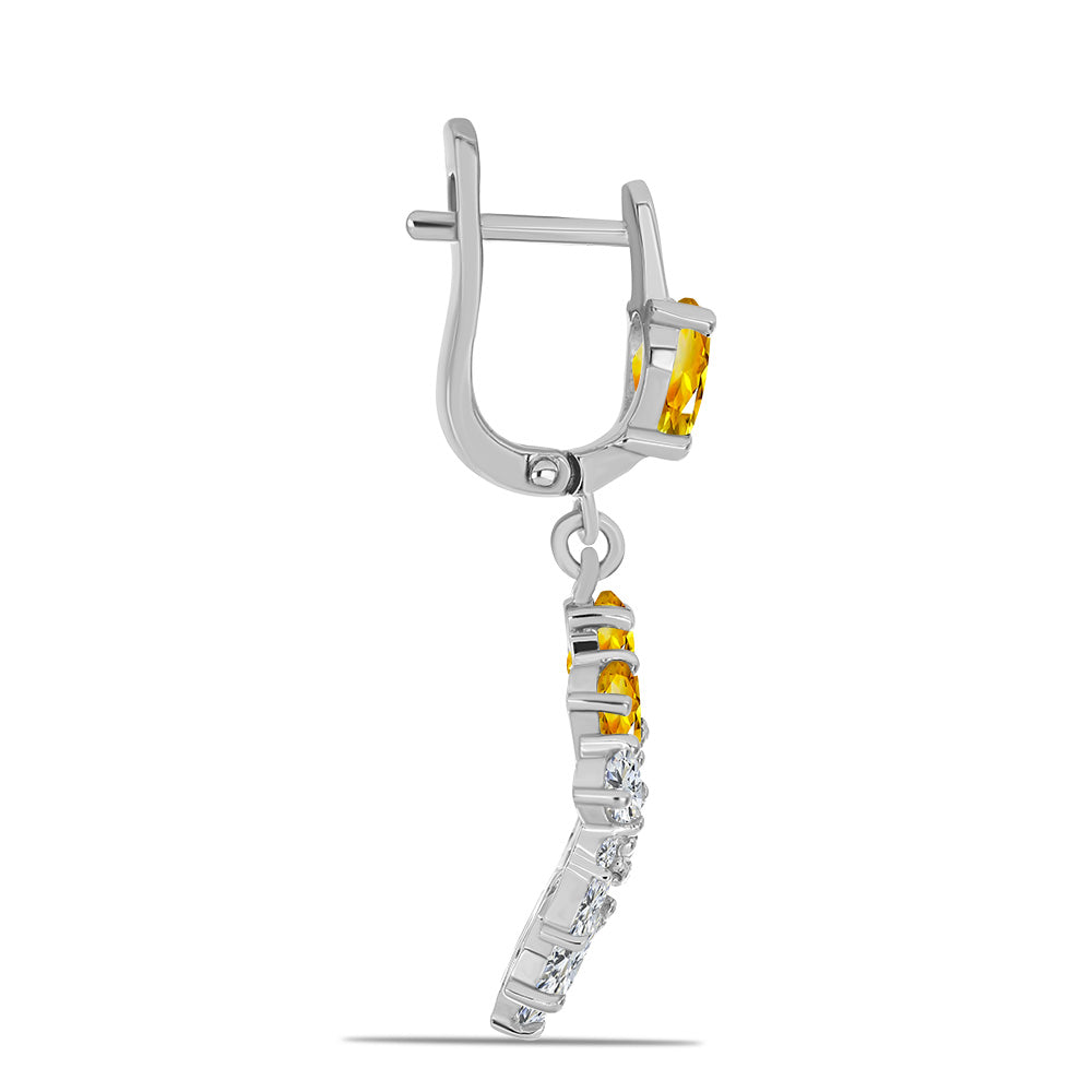 Ezüst Fülbevaló Ural Citrinnel és Fehér Topázzal 2 