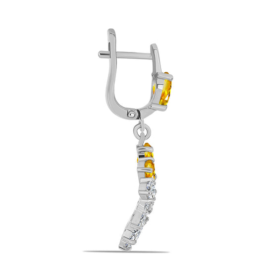 Ezüst Fülbevaló Ural Citrinnel és Fehér Topázzal