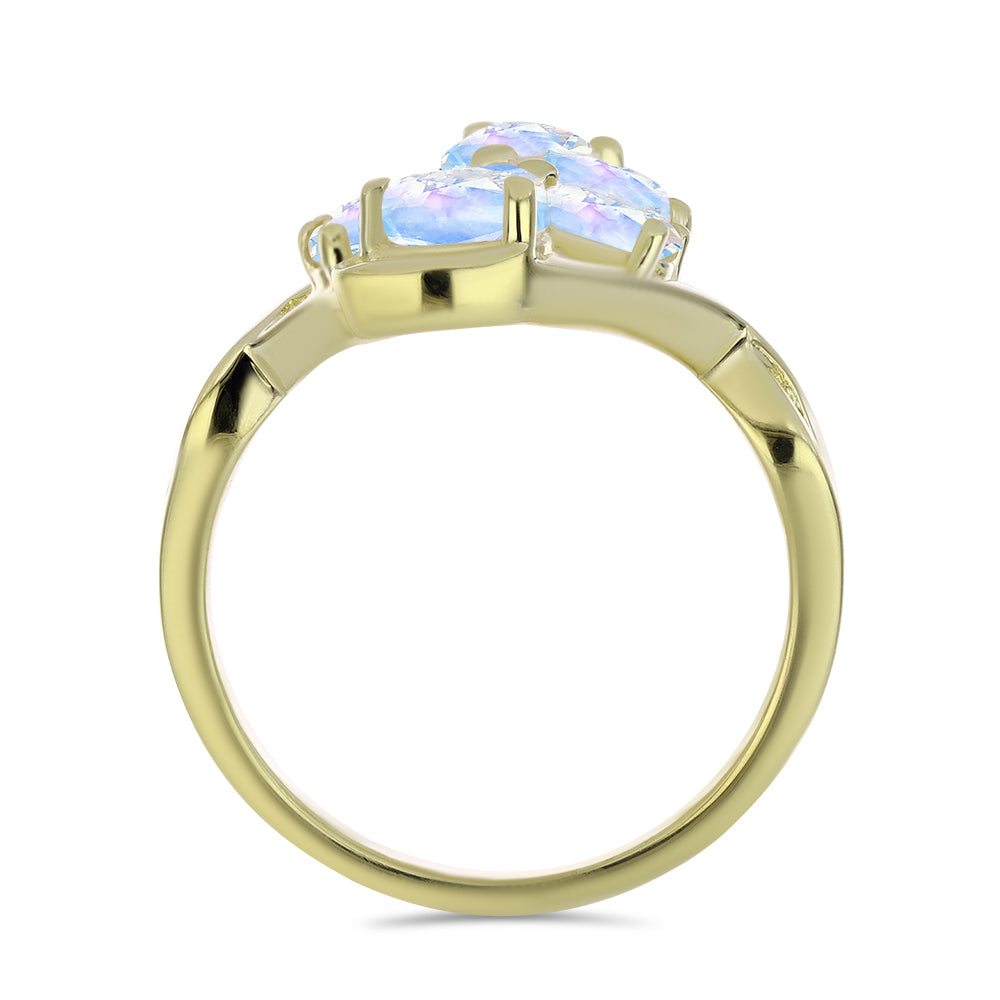 Arannyal Bevont Ezüst Gyűrű Szivárvány Holdkővel 2 