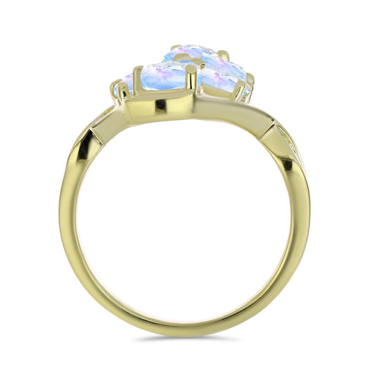 Arannyal Bevont Ezüst Gyűrű Szivárvány Holdkővel