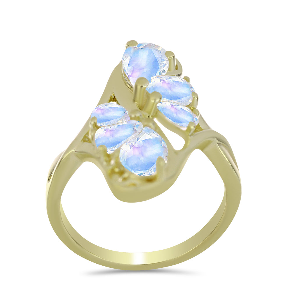 Arannyal Bevont Ezüst Gyűrű Szivárvány Holdkővel 3 