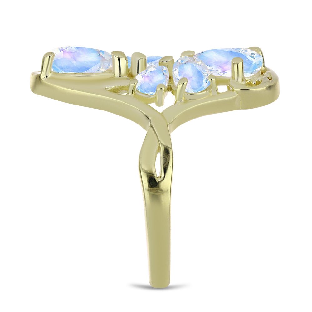 Arannyal Bevont Ezüst Gyűrű Szivárvány Holdkővel 4 