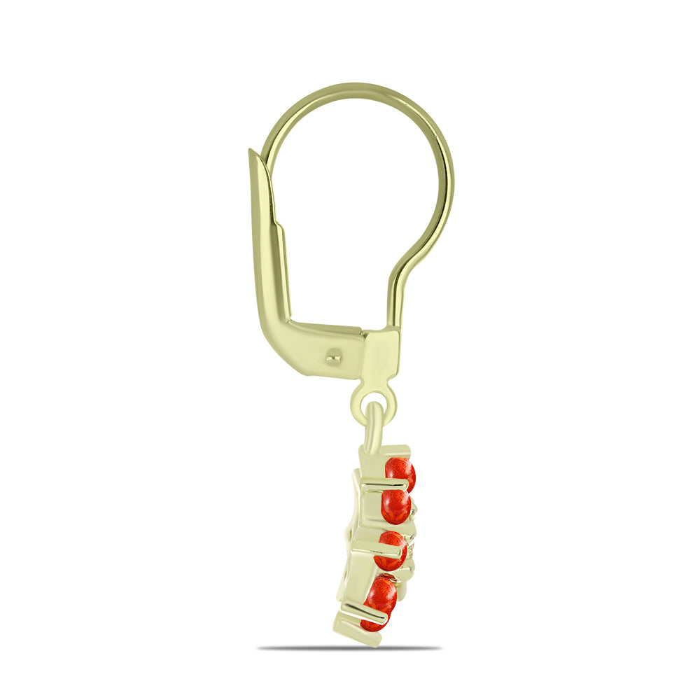 Arannyal Bevont Ezüst Fülbevaló Vörös Szivacs Korallal és Fehér Topázzal 2 