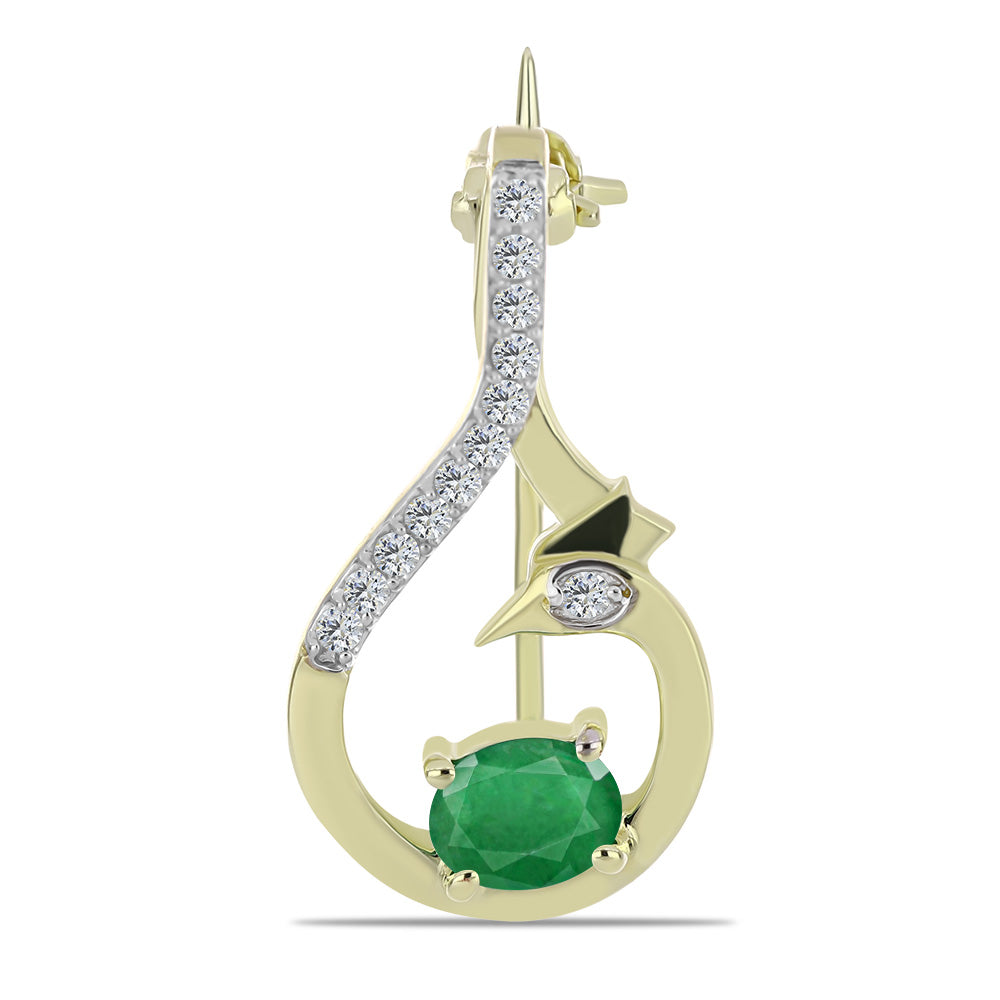 Arannyal Bevont Ezüst Bross Zambiai Smaragddal és Fehér Topázzal 1 