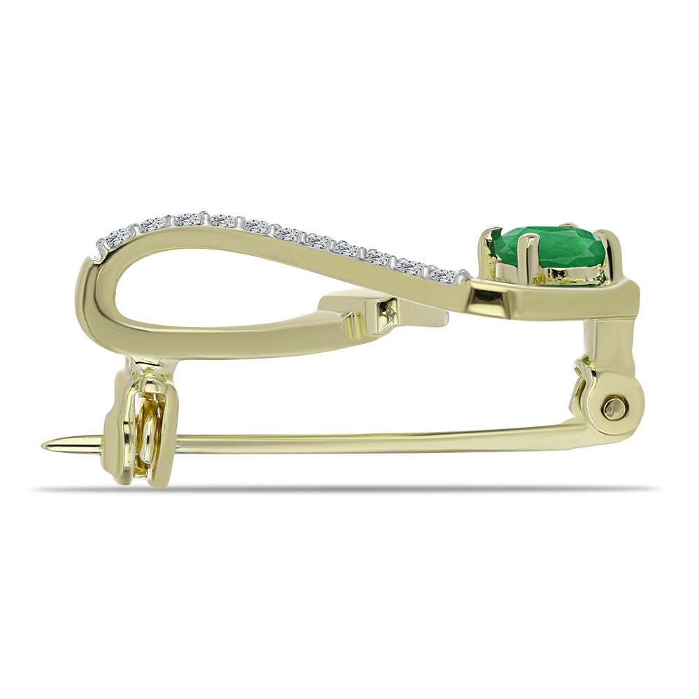 Arannyal Bevont Ezüst Bross Zambiai Smaragddal és Fehér Topázzal 2 
