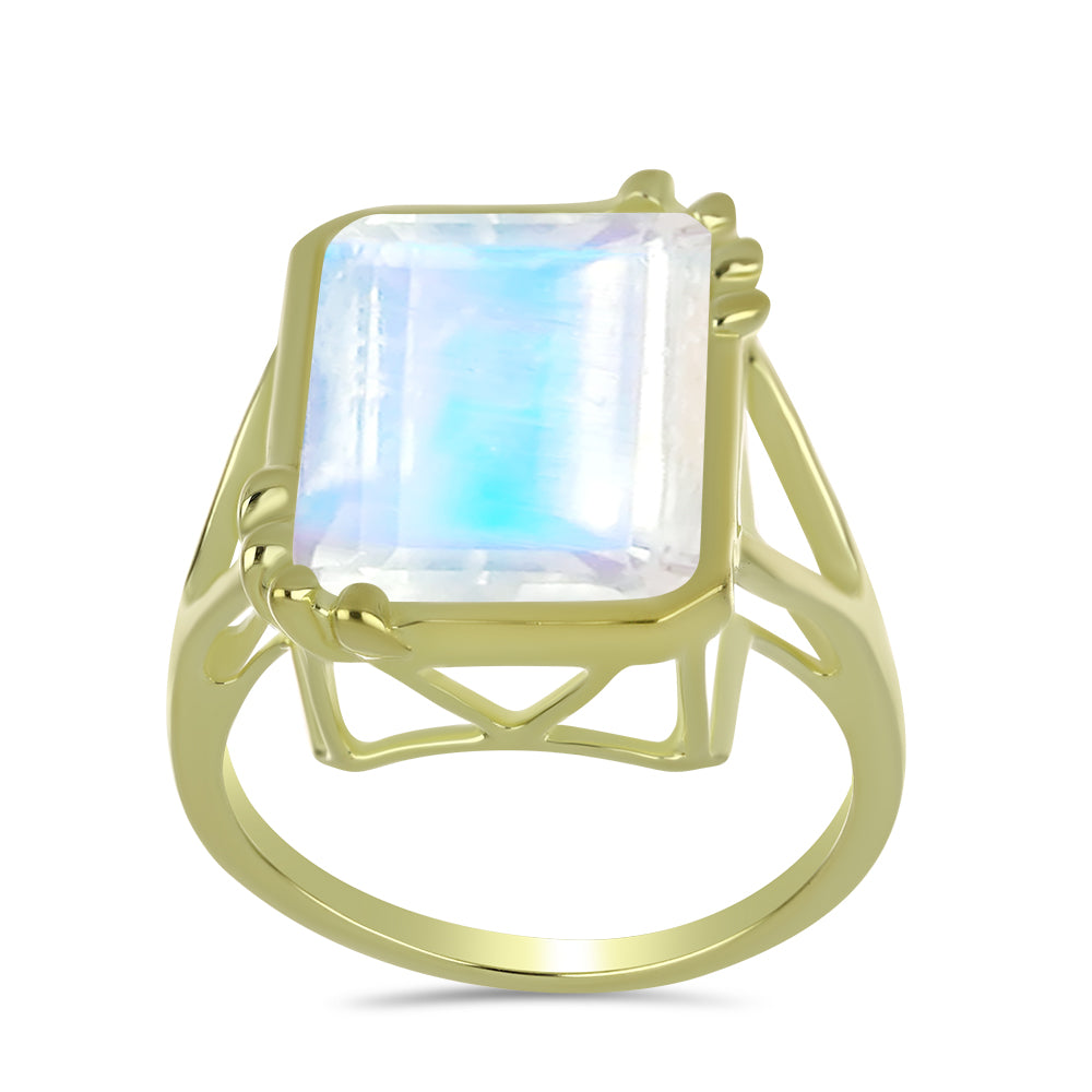 Arannyal Bevont Ezüst Gyűrű Szivárvány Holdkővel 3 