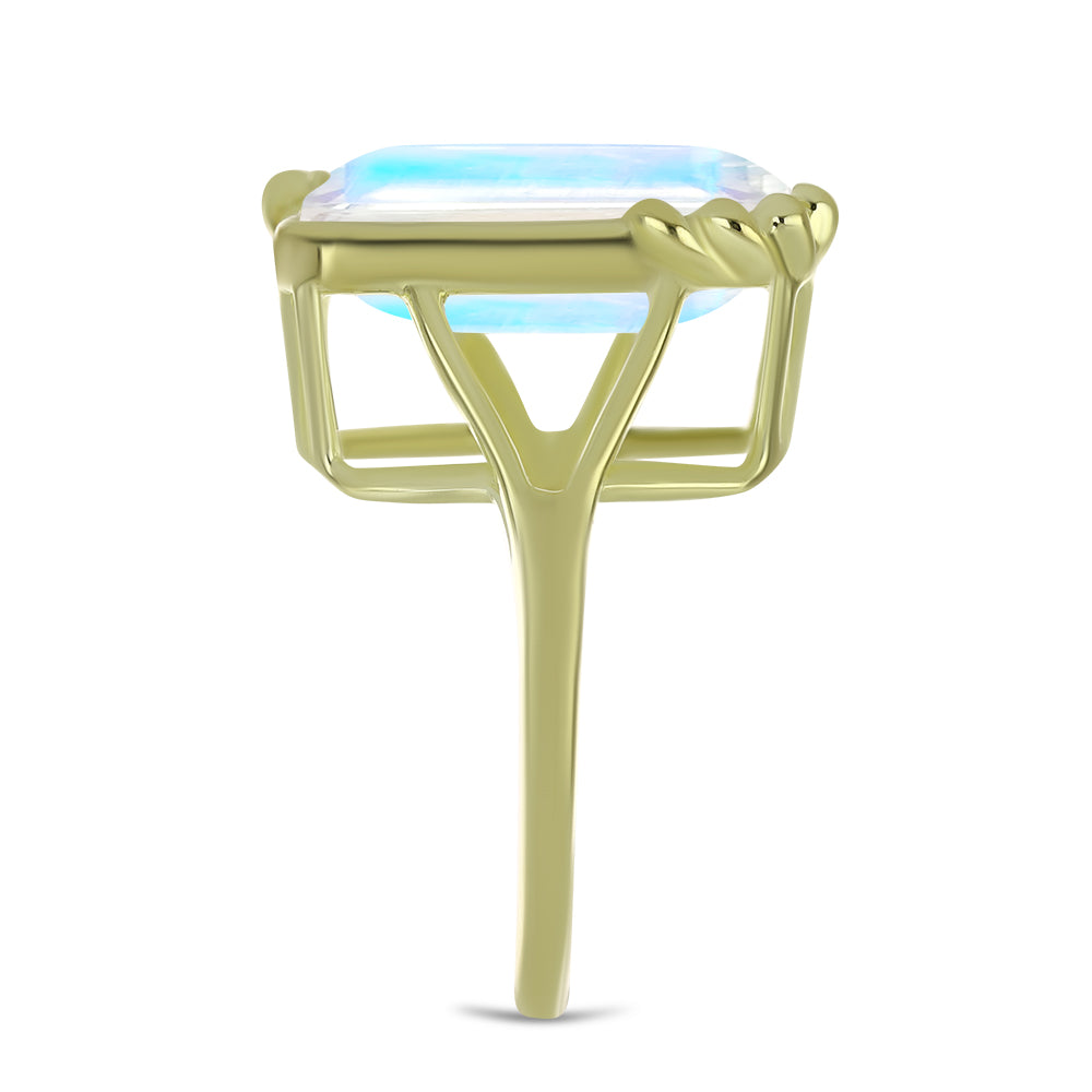 Arannyal Bevont Ezüst Gyűrű Szivárvány Holdkővel 4 