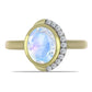 Arannyal Bevont Ezüst Gyűrű Szivárvány Holdkővel és Fehér Topázzal